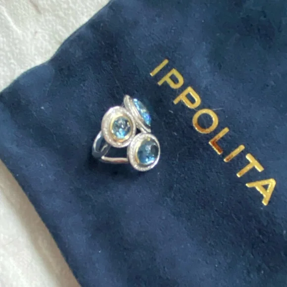 Ippolita blue topaz Diamond 18k sterling chimera rock candy ring size 7 $1800 - Picture 4 of 11